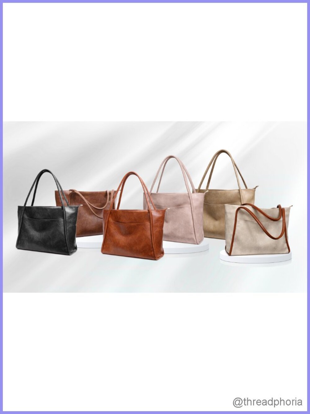 Vegan Leather Tote Bag Large Purse for Work Lady Handbag - Picture 6 of 6